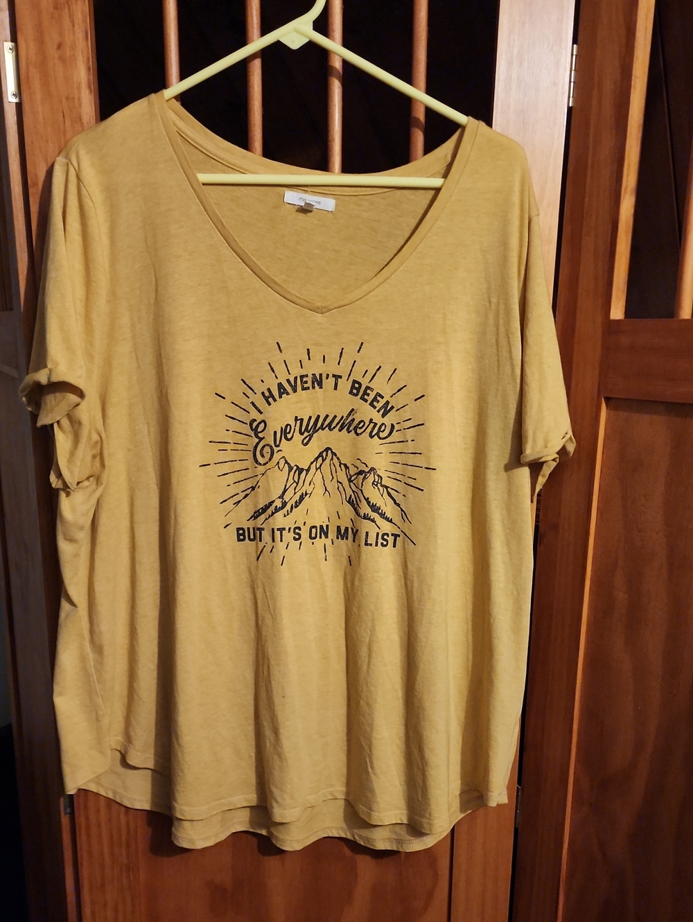 Maurices Mustard V-Neck Graphic Tee - Mountain Quote